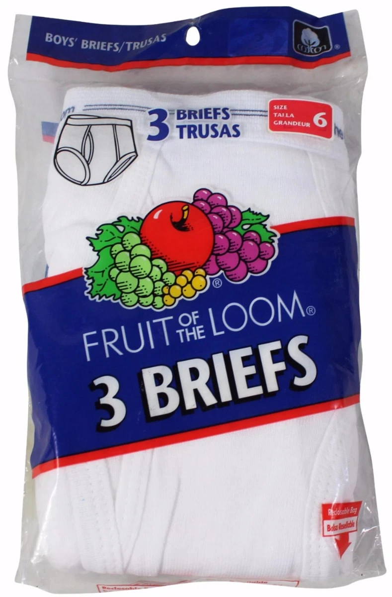 Slips Garçon Fruit Of The Loom - Lot De 6 - Blanc - Taille XS 2-4 Ans - NEUF
