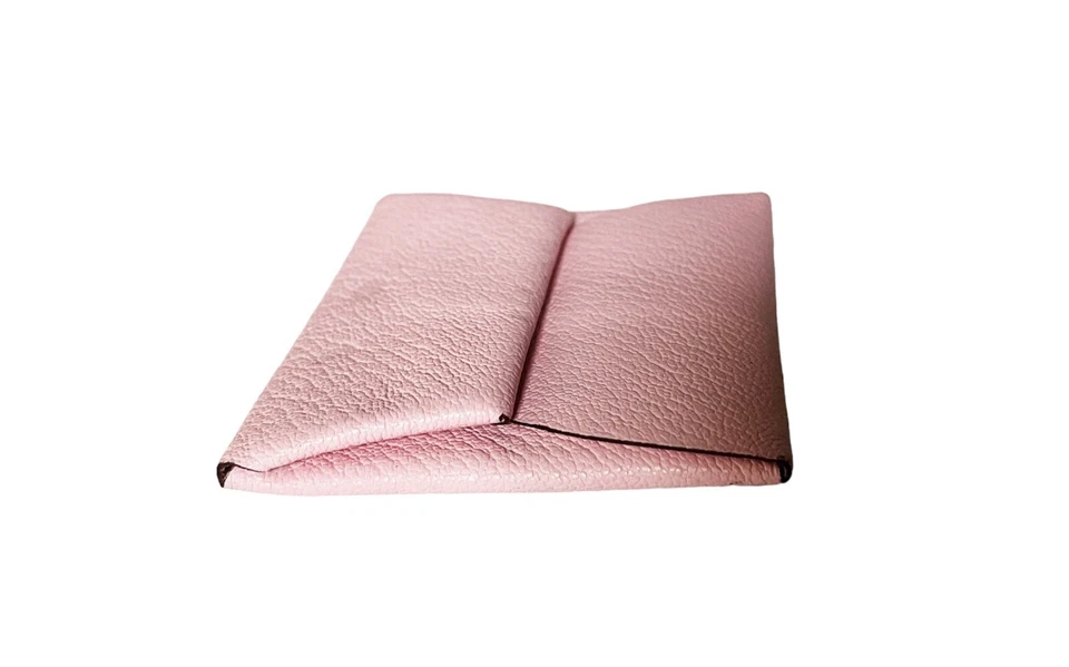 Monedero plegable de cuero confeti rosa Hermès Chèvre Mysore Bastia Verso para mujer Foto 4 de 4