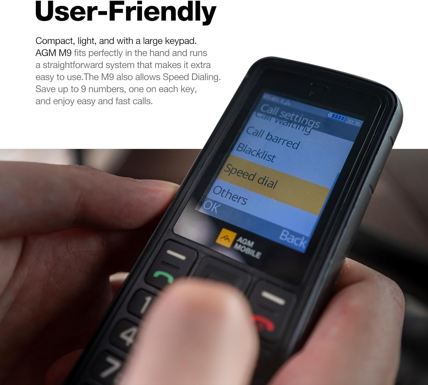 M9 4G Rugged Basic Cell Phone Large Button Cell Phones for Seniors IP68