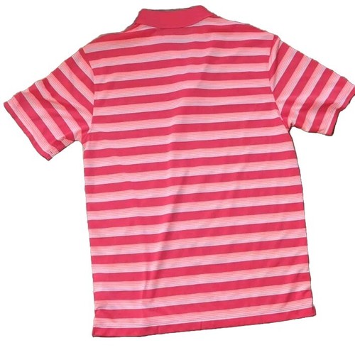 NIKE Golf Dry-Fit Red Pink White Striped Short Sleeve Polo - Size M - Nice! - Picture 2 of 6