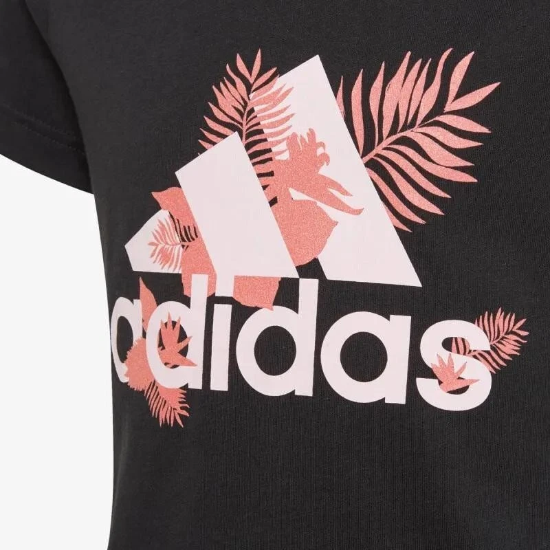 Adidas Girls Tropical Logo T-Shirt / Black / RRP £16 - Image 3 of 4