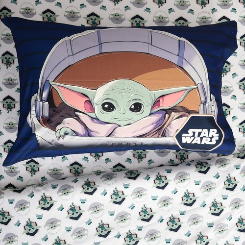 Mandalorian 3 Pcs Twin Sheet Set for Kids- Flat Sheet, Fitted Sheet & Pillowcase - Picture 2 of 7