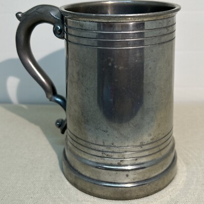 Tankard Mug Stein Stieff Pewter E-4 Vintage Engraved Leaf Handle Made in Spain
