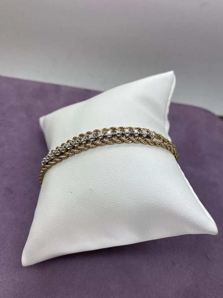 Pulseira de corda dupla ouro amarelo 14kt 0,40 ctw I1, diamante G-H 8" 1005793-2 - Imagem 2 de 4