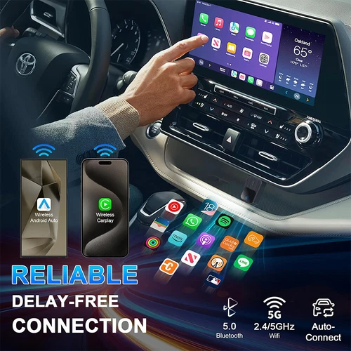 2in1 Wireless CarPlay Adapter Android Auto Car Auto Navigation Player USB Dongle - Picture 6 of 13