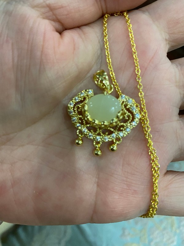 NEW HIGHEND*RARE*GORGEOUS HETIAN WHITE JADE稀有天然和田玉白玉银镀金镶嵌项链 GOLDS925 NECKLACE