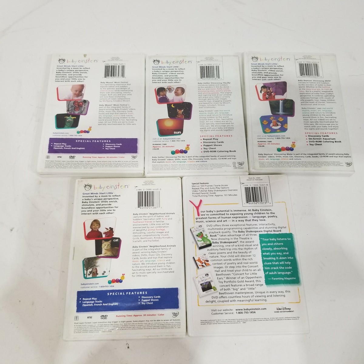 Lot Of 5 Baby Einstein DVDS Music Education Learning Mozart