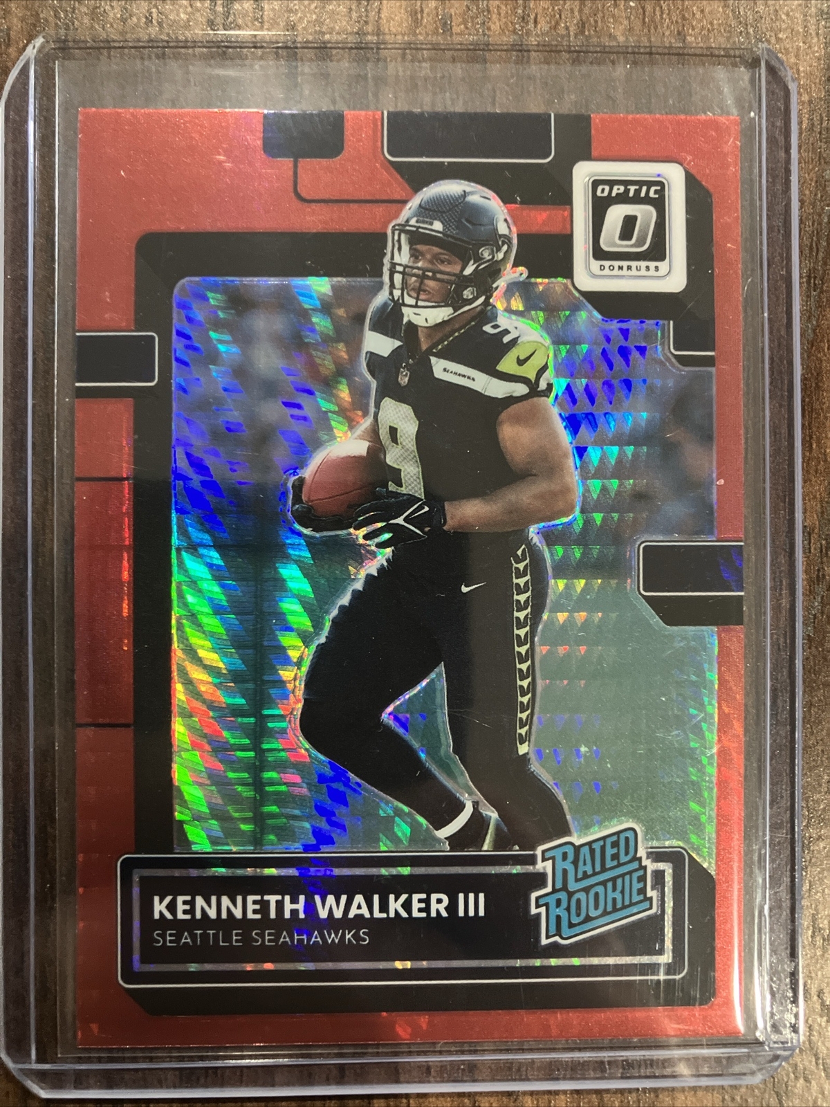 Kenneth Walker 2022 Optic Football Red Hyper Fanatics Exclusive Rated Rookie#218
