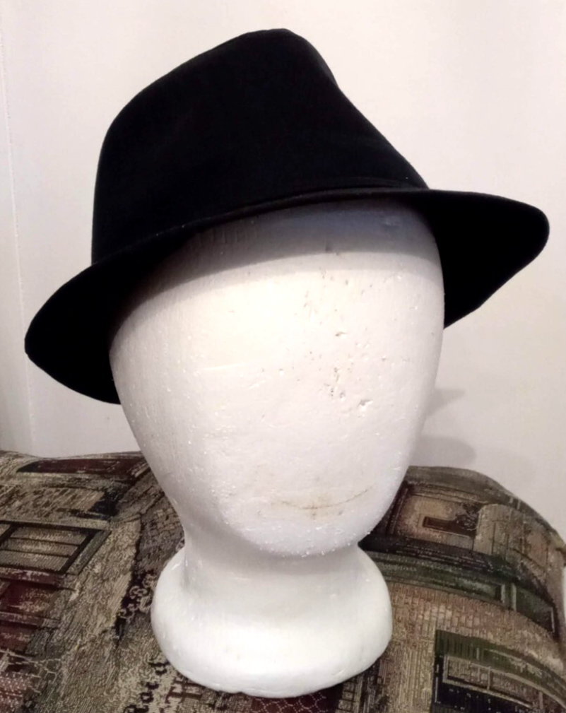 Men's Classic Fedora Quality Basic Black Fabric Trilby Hat size S/M