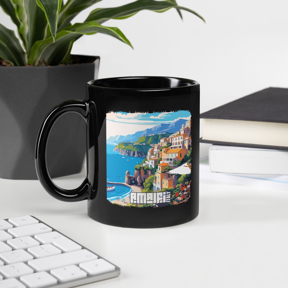 Amalfi Italy Coffee Mug | Black Cup