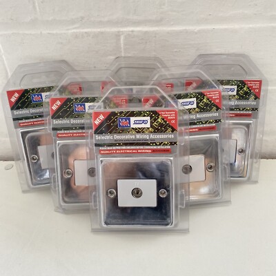6 X TV STECKDOSE 1 GANG POLIERT CHROM RESTPOSTEN SILBER LGA WANDPLATTE 