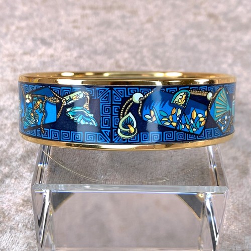 Vintage Hermes Armreif Armband blau Emaille orientalisch Goldrand 65 - Bild 5 von 13
