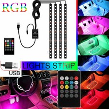 Control de música USB RGB LED interior coche luz debajo del tablero pie asiento kit de iluminación