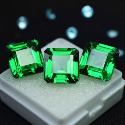 Square Cut Natural Green Emerald 30.00 Ct Certified A+ Loose Gemstones 3 Pcs Lot