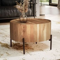 Finebuy Couchtisch Akazie Massivholz Rund 60 Cm · Wohnzimmertisch In Trommelform