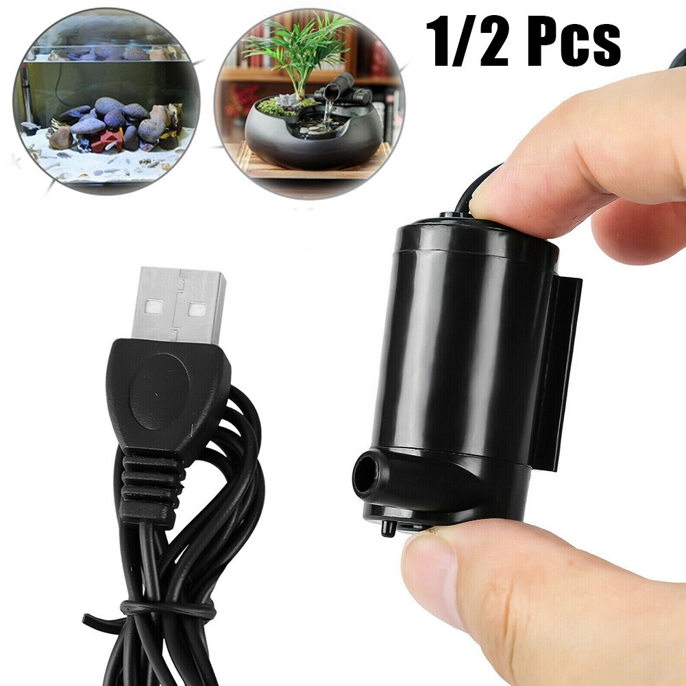 1/2PCS USB Submersible Pump Mini Aquarium Pumping Water Fish Tank Fountain