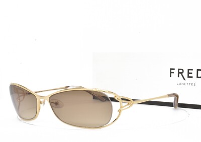 FRED Lunettes Sunglasses GOLD BROWN New Authentic 56-14-130 Volute N4 206