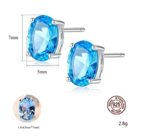 BENIAMINO Damen Ohrringe Ohrstecker 925er Sterling Silber Blau Topas 1,8 ct VVS - Bild 5 von 11