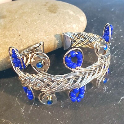 Vintage 90s Y2K Beaded Wire Wrap Detail Cuff Bracelet | eBay