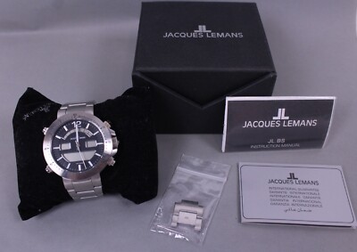 Jacques Lemans Milano 46 mm Analog Digital Chronograph Alarm Armbanduhr  1-1713C