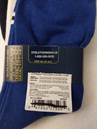 Ralph Lauren Big Boys 3-Pairs Ski POLO BEAR Crew Socks Sock Size 9-11 ,Shoe 4-10 - Picture 3 of 3