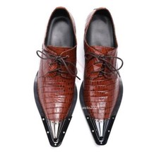 Fashion Pointed Toe Men's Leather Mens Lace Up Formal British Dress Oxford Shoes