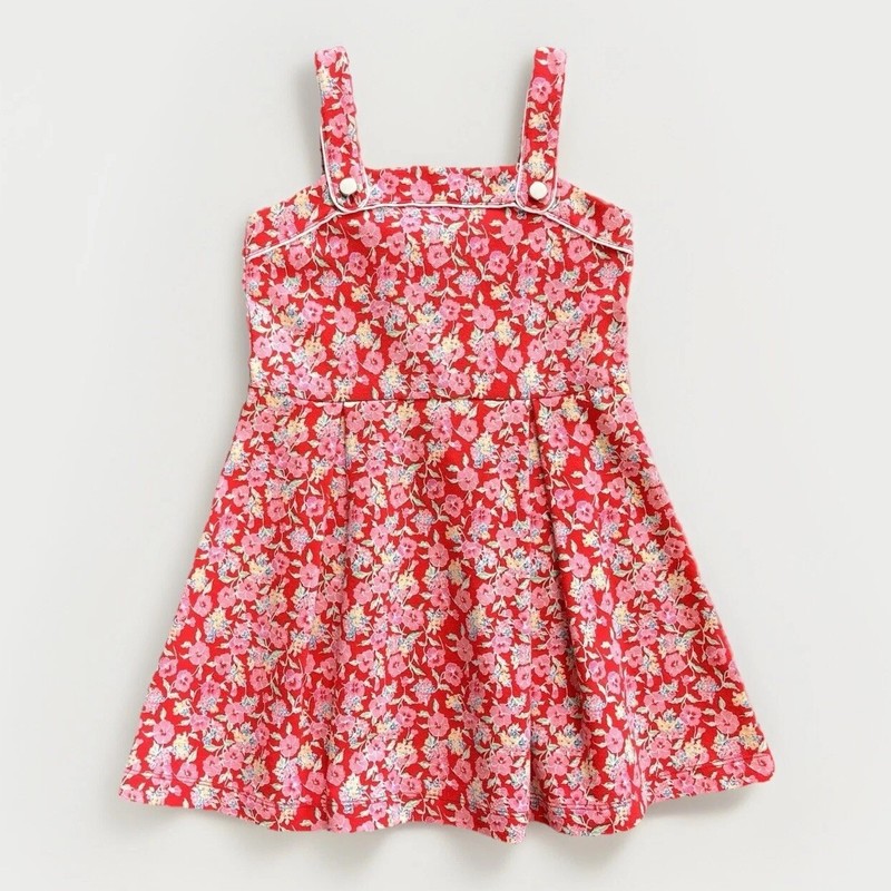 Janie And Jack Girls’ Size 5 Red Ditsy Floral Dress