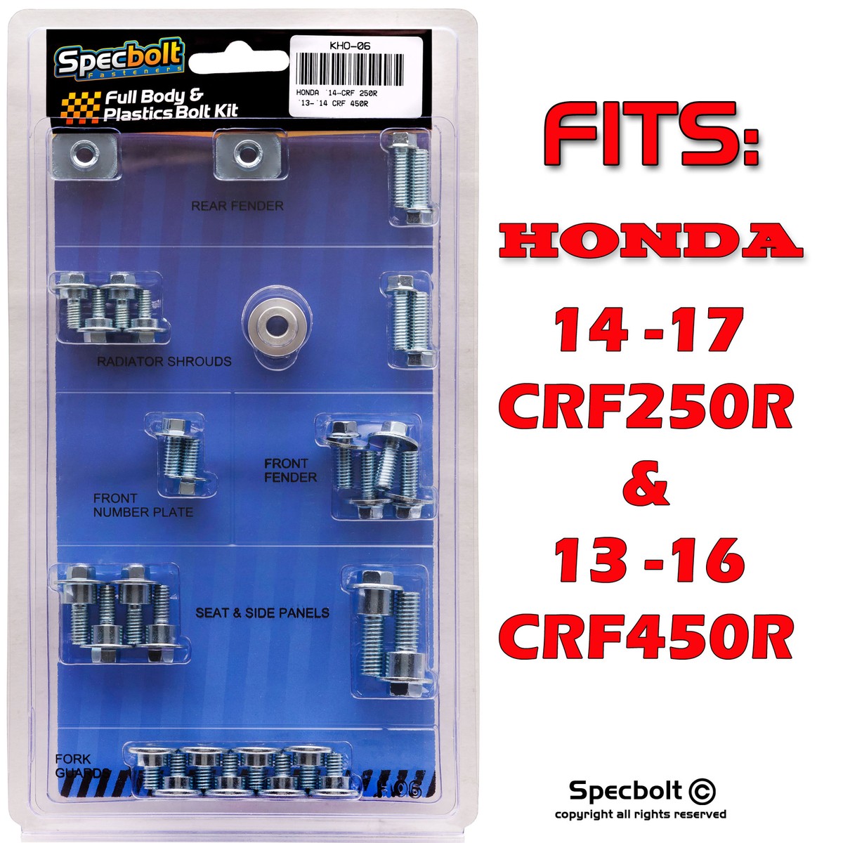 90pc Plastics Body Bolt Kit 90-Piece Full Plastics &amp; Body Bolt Kit For Honda CRF250R &ndash; Zinc Plated Steel, All-in-One Set 90pc Full Plastics &amp; Body Bolt Kit Honda Crf250r For Sale