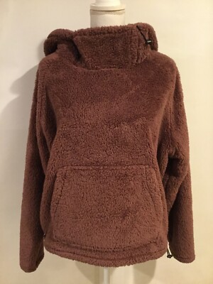 pink sherpa funnel neck pullover