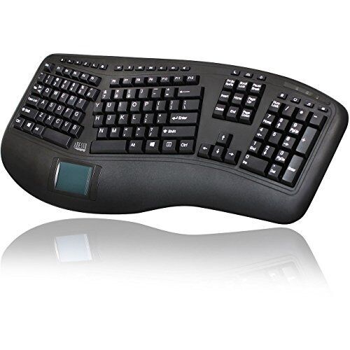 Adesso WKB-4500UB - Wireless Ergonomic Desktop Touchpad Keyboard, Split Keys Des
