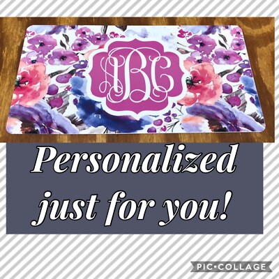 PERSONALIZED CUSTOM ROSES AND WOOD VANITY LICENSE PLATE AUTO TAG