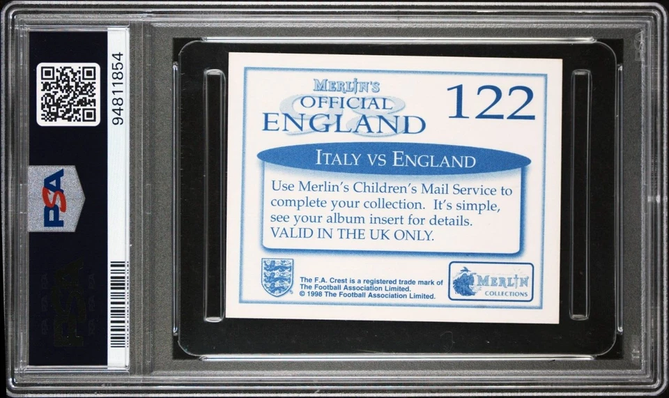 1998 Merlin’s England World Cup 122 England Team PSA 9 POP 2 None Higher - Image 2 of 2