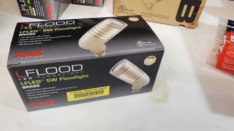 RAB Lighting LFLEDY5BR 5W LED Landscape  Floodlight BRASS 3000K - Image 3 of 4