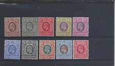 KUT 1907-08 SET OF NINE PLUS 1910 6c MINT SG 34/43 CAT &pound;145