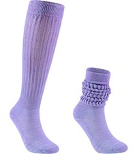 Women's Slouch Socks, Long Scrunch Knit Casual Socks for 7-11 Light Purple