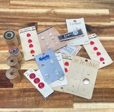 Vintage buttons, wooden thread spools, craft making, up cycle