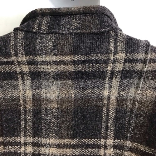 Giorgio Armani Virgin wool Knit Blend Jacket Gray Plaid Off Side Zip Size 54/44 - Picture 7 of 12