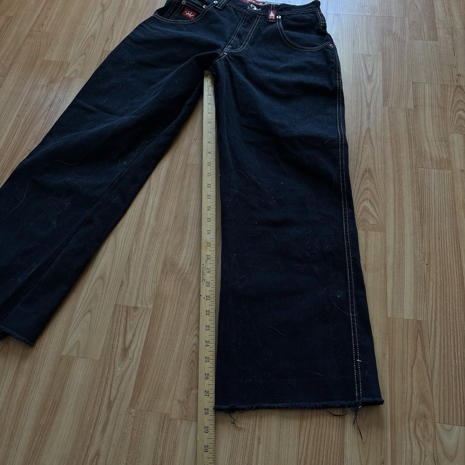 Vtg Y2K Woman’s Essential Baggy Wide Legged Bulldog Jnco Tribal Jeans Sz 26X28! image 9