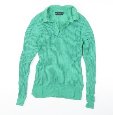Marks and Spencer Damen Pullover Grün Größe 10 V-Ausschnitt Pulli