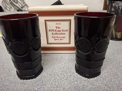 2 boxes Avon 1876 Cape Cod Tall Beverage Glass Set of 2 Ruby Red