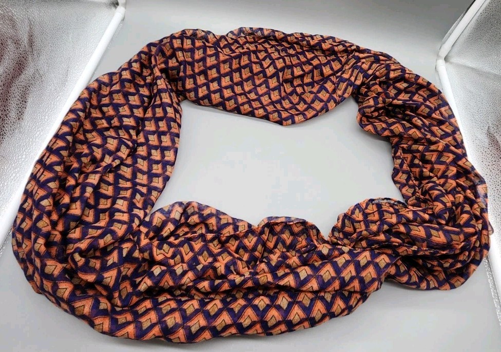 Papillon Infinity Loop Scarf Geometric Orange Blu… - image 2