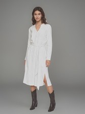 Taillissime White Shirt Dress Women’s 14W Linen Blend Belted Midi Side Slits