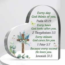 Christian Religious Gifts for Men Women, Inspirational Bible Verse Heart Acry...