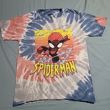 Marvel Young Spiderman Webbing Tie-Dye Graphic Tee Red, Blue, Gray Youth XLarge