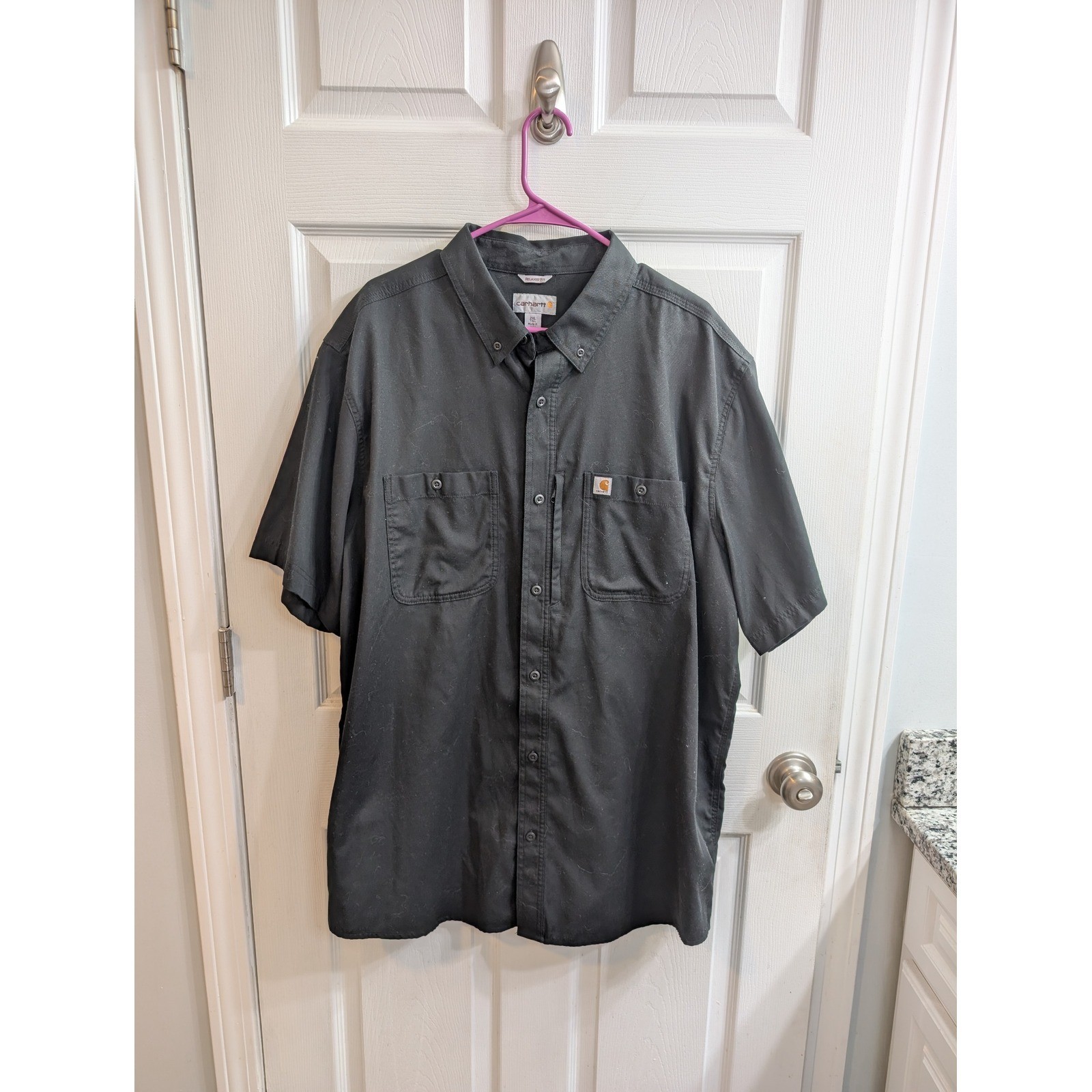 Carhartt Mens Black Rugged Flex Rigby Short Sleeve Work Shirt - Size 2XLT