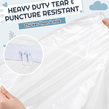 2 Pcs Crib Mattress Storage Bag with Zipper 4 Mil Clear Plastic Waterproof Cr...