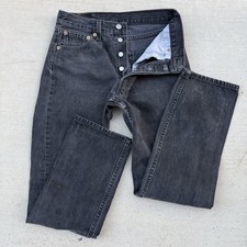Vintage Levis 501 90s USA Faded Black Denim Mens Jeans 29x30 fits 28x29
