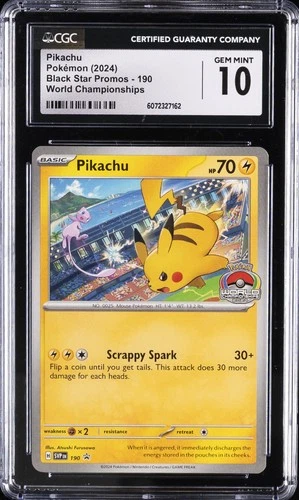 2024 POKEMON BLACK STAR PROMOS WORLD CHAMPIONSHIPS #190 PIKACHU CGC 10 GEM MINT