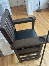 Billiard Chairs Set of 4 Custom Made Solid Wood And Leather