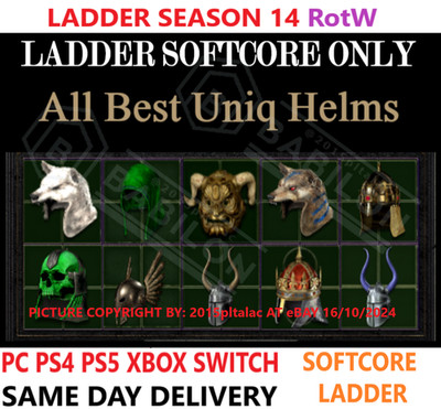 LADDER All Uniq Helms  PC PS4 PS5 XBOX SWITCH  DIABLO 2 RESURRECTED D2R ITEMS